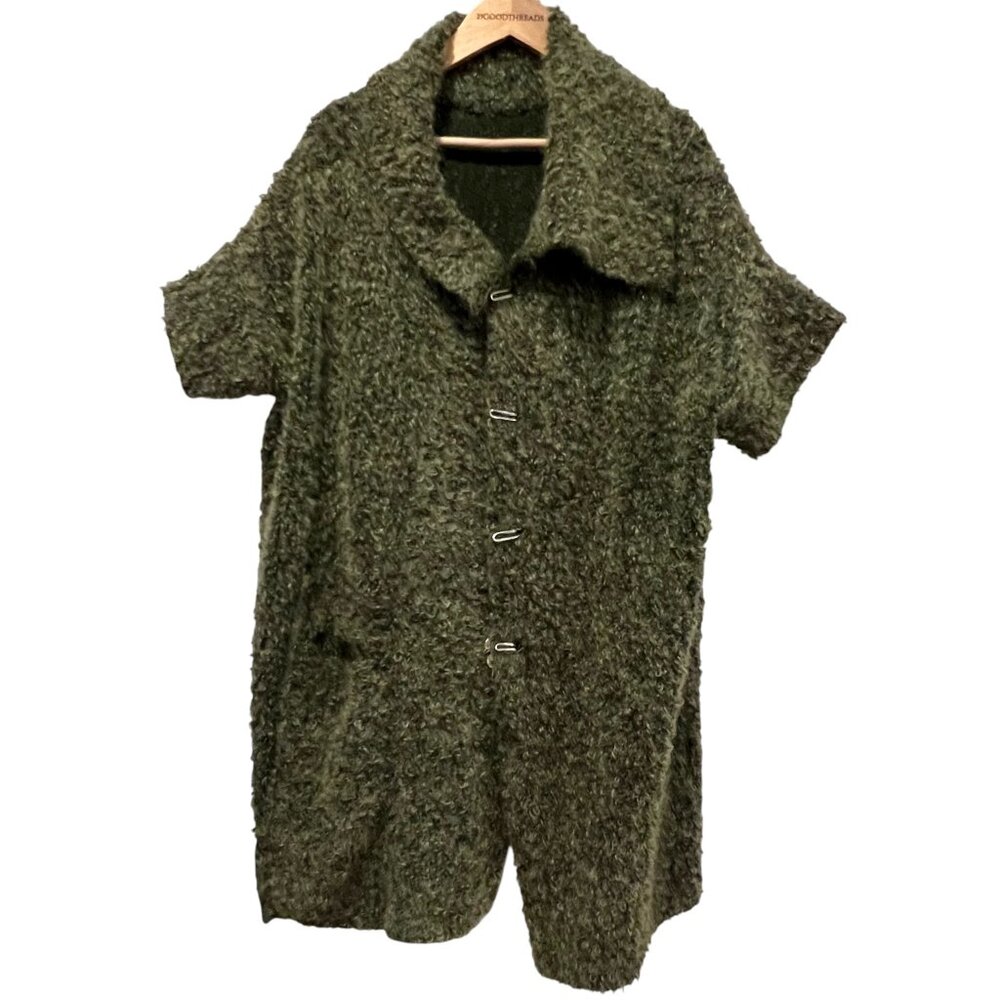 Skifo USA Art-to-Wear Boucle Short Sleeve Cardigan, Green, OS